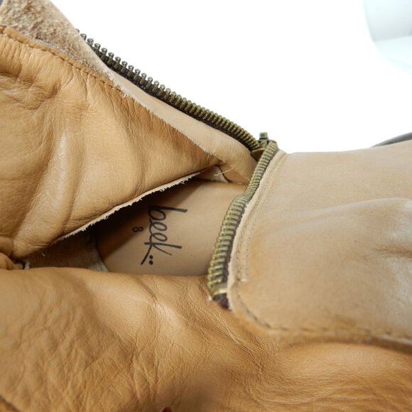 Beek Quail Slouchy Zip Bootie Size 8 Saddle Brown Leather Zipper Handmade NEW - Picture 15 of 16